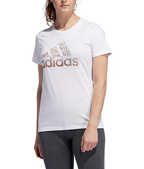 Adidas Womens Cotton Metallic Logo T-shirt-L , White (L)