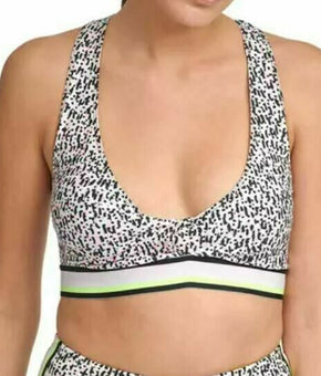 DKNY Sport Printed Low-Impact Sports Bra womens white Size L MSRP $45