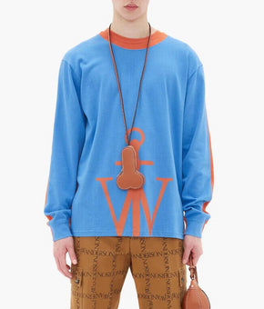 JW ANDERSON Mens Anchor tee top Long sleeve Blue Orange Size M MSRP $190