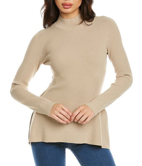 Theory Women's Side Drape Slim Sweater Beige Size S MSRP $295