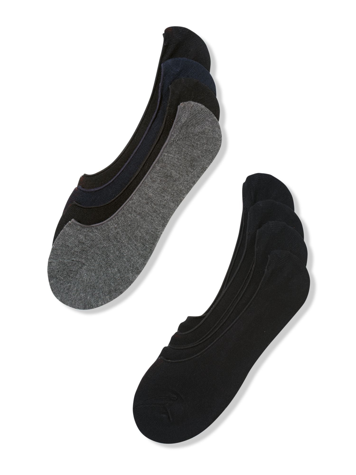 PERRY ELLIS Mens 4 Pack Black, Gray Gel Heel Seamless Athletic Liner Socks 7-12