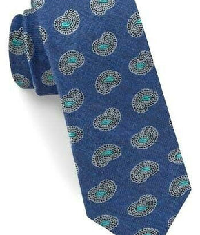 Men's Ted Baker London Paisley Silk & Linen Tie, Size Regular - Blue MSRP $95