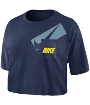 Nike Womens Logo Pocket Crop Top navy blue Size XS MSRP $40