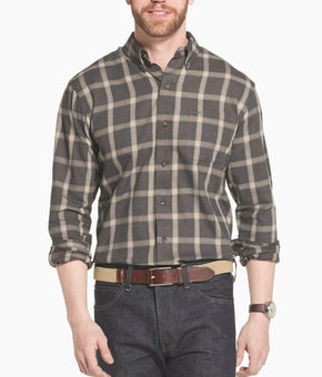 G.H. Bass & Co. Men's Heritage Classic-Fit Plaid Twill Shirt Dark Grey Size XL
