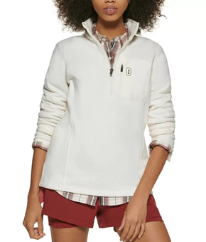 BASS OUTDOOR Women's Highline Trail Half Zip Fleece Sweater Jacket White Size S