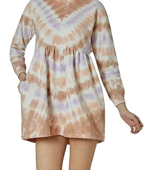 Ultra Flirt Womens Ivory Mock Neck Tie Dye Mini Shift Dress Juniors Size: XS