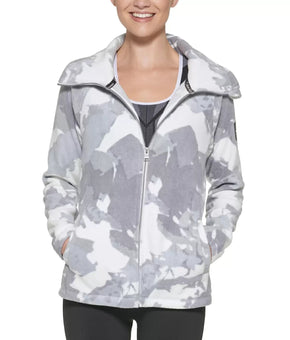 CALVIN KLEIN Mock-Neck Zippered Sweatshirt White Gray Size XL MSRP $70