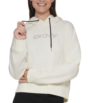 Dkny Womens Sport Snake-Embossed Logo Hoodie Yellow Size M MSRP $70
