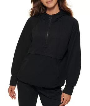 Calvin Klein Performance Womens Garment-Dyed 1/2-Zip Hoodie Black Size S $80