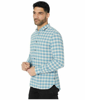 John Varvatos Star Usa Fulton Plaid Slim Fit Long-Sleeve Shirt Size Large Blue