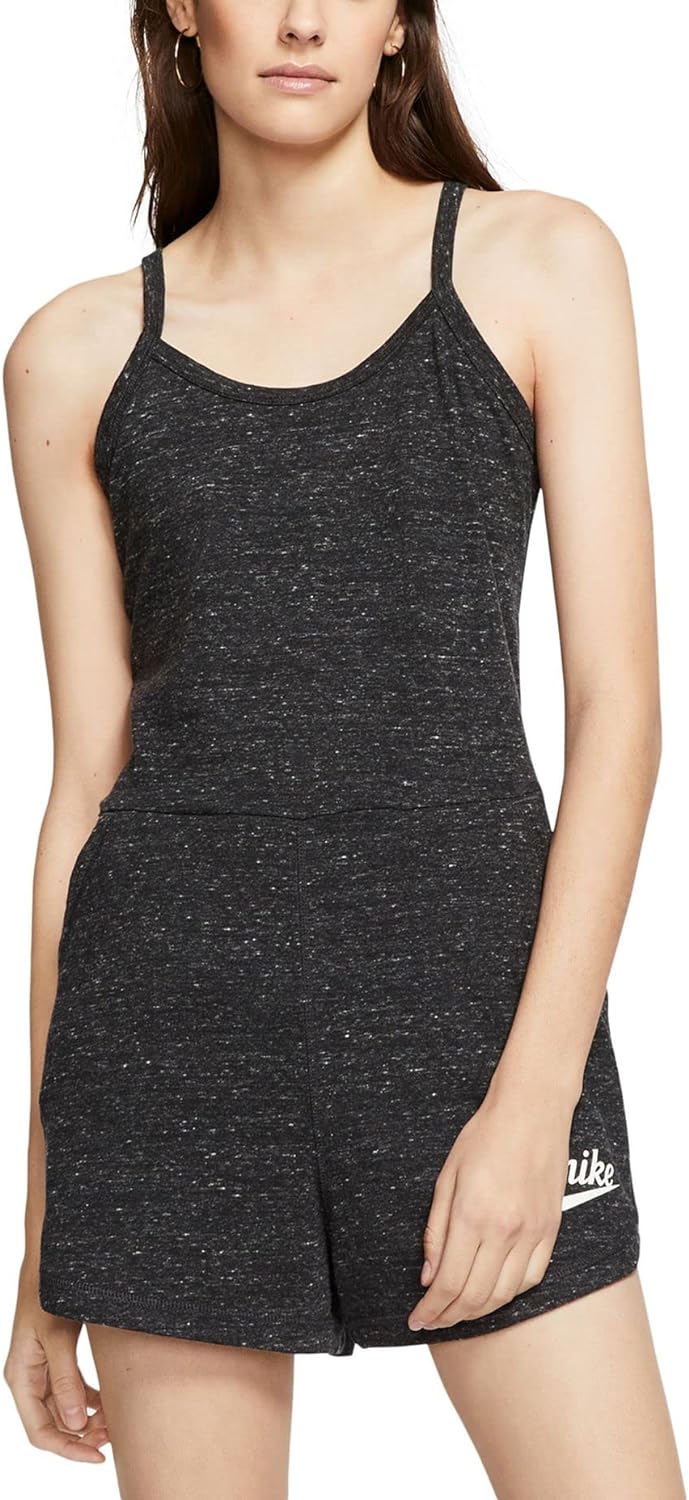 Nike Women's Gym Vintage Romper, Black Sail XS