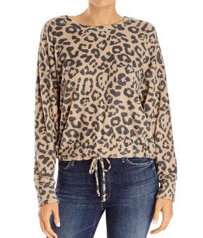 AQUA Women's Animal Print Drawstring HACCI Sweater, Size XSmall, NWT