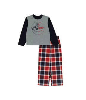 TOMMY HILFIGER Big Boys Pajama Set, 2 Piece Gray Red Size L (12/14) MSRP $52