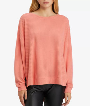 Sanctuary Womens Slow Time Waffle Round Neck Tunic Top Pink Size XL MSRP $59
