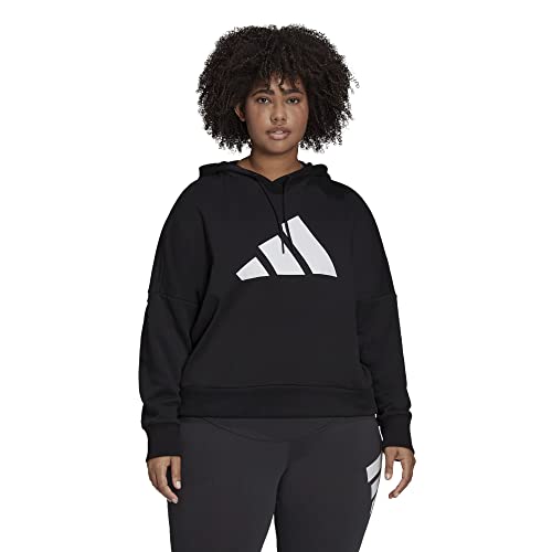 ADIDAS Womens Black Stretch Ribbed Drawstring Zippered Sleeve Log Dolma Plus 2X