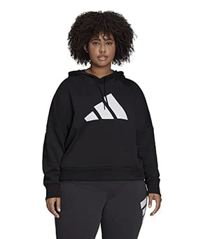 ADIDAS Womens Black Stretch Ribbed Drawstring Zippered Sleeve Log Dolma Plus 2X
