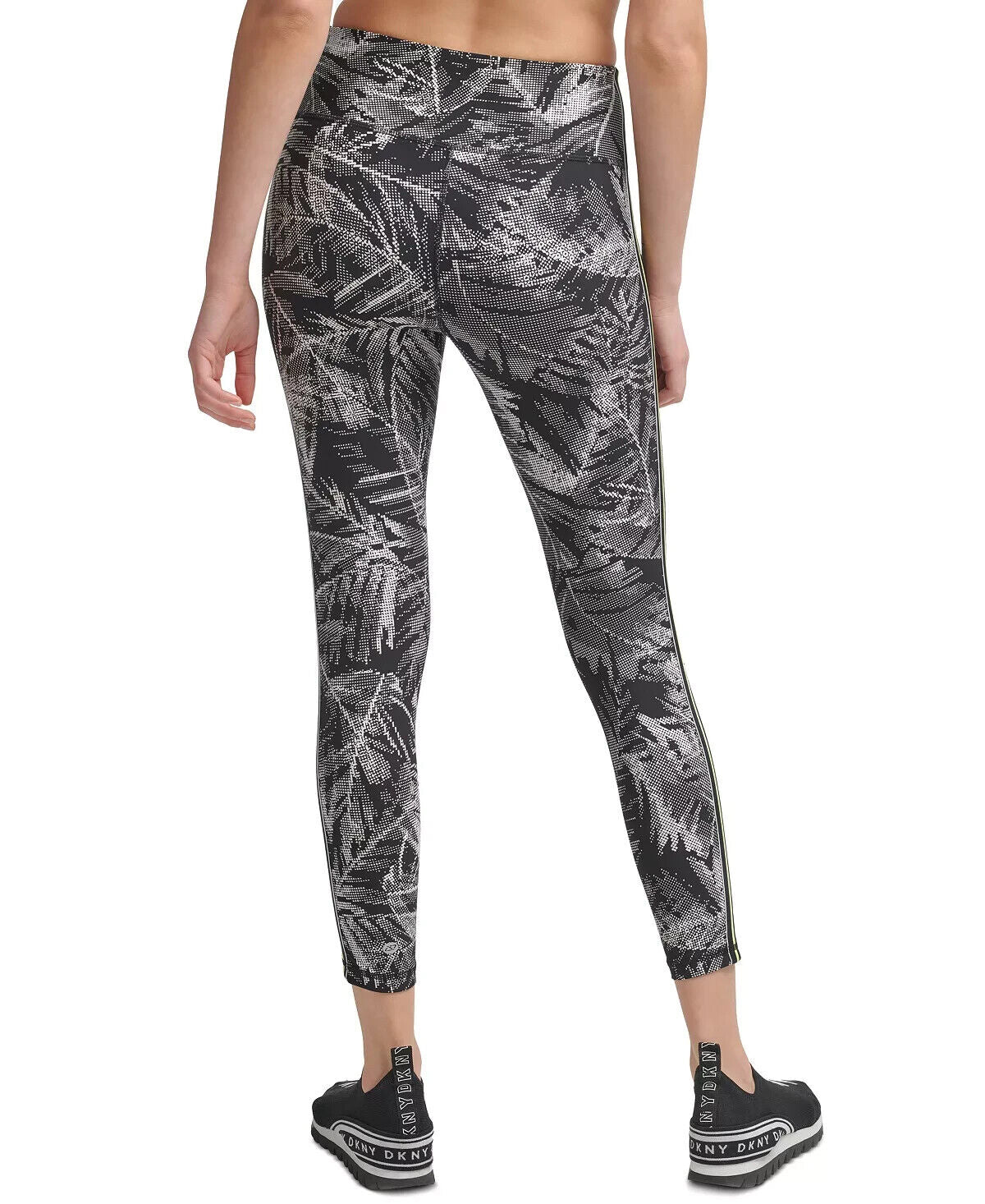 DKNY SPORT Pixel Palm Print High-Waist Leggings Black Size S MSRP $60