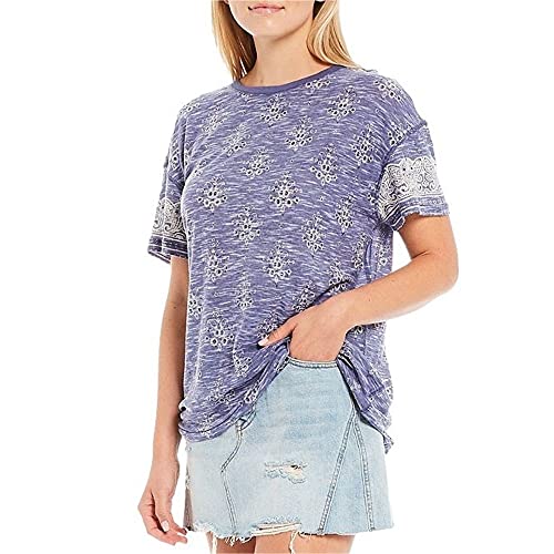 Free People Women's Maybelle T-Shirt Navy Combo Size L