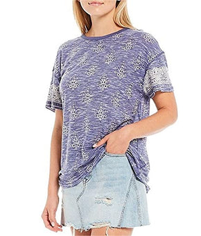 Free People Women's Maybelle T-Shirt Navy Combo Size L