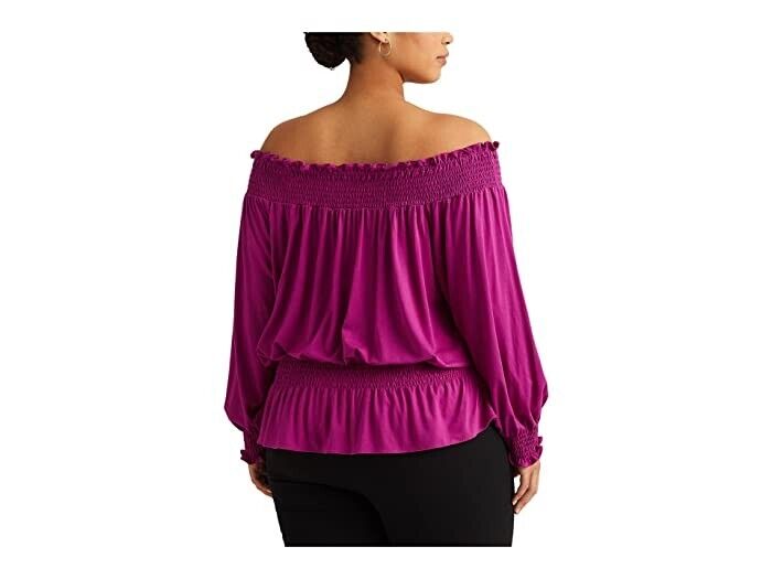 LAUREN Ralph Lauren Jersey Off-the-Shoulder Top Purple Plus Size 3X MSRP $90