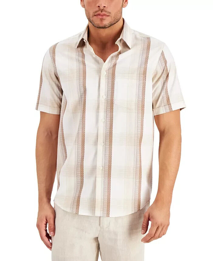 TASSO ELBA Men's Ombr? Dobby Cotton Shirt Beige Size XL MSRP $55