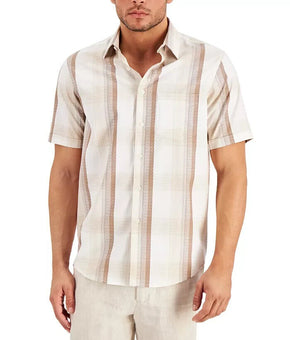TASSO ELBA Men's Ombr? Dobby Cotton Shirt Beige Size XL MSRP $55