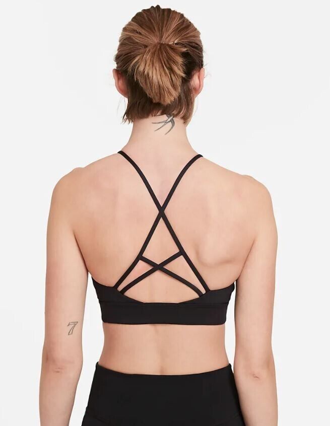 Nike Womens Dri-fit Indy Rainbow Ladder Sports Bra black Size XS MSRP $40