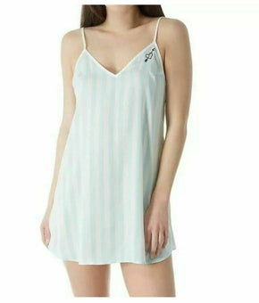 Betsey Johnson Womens V-Neck Chemise Nightgown Striped Blue/White Size S