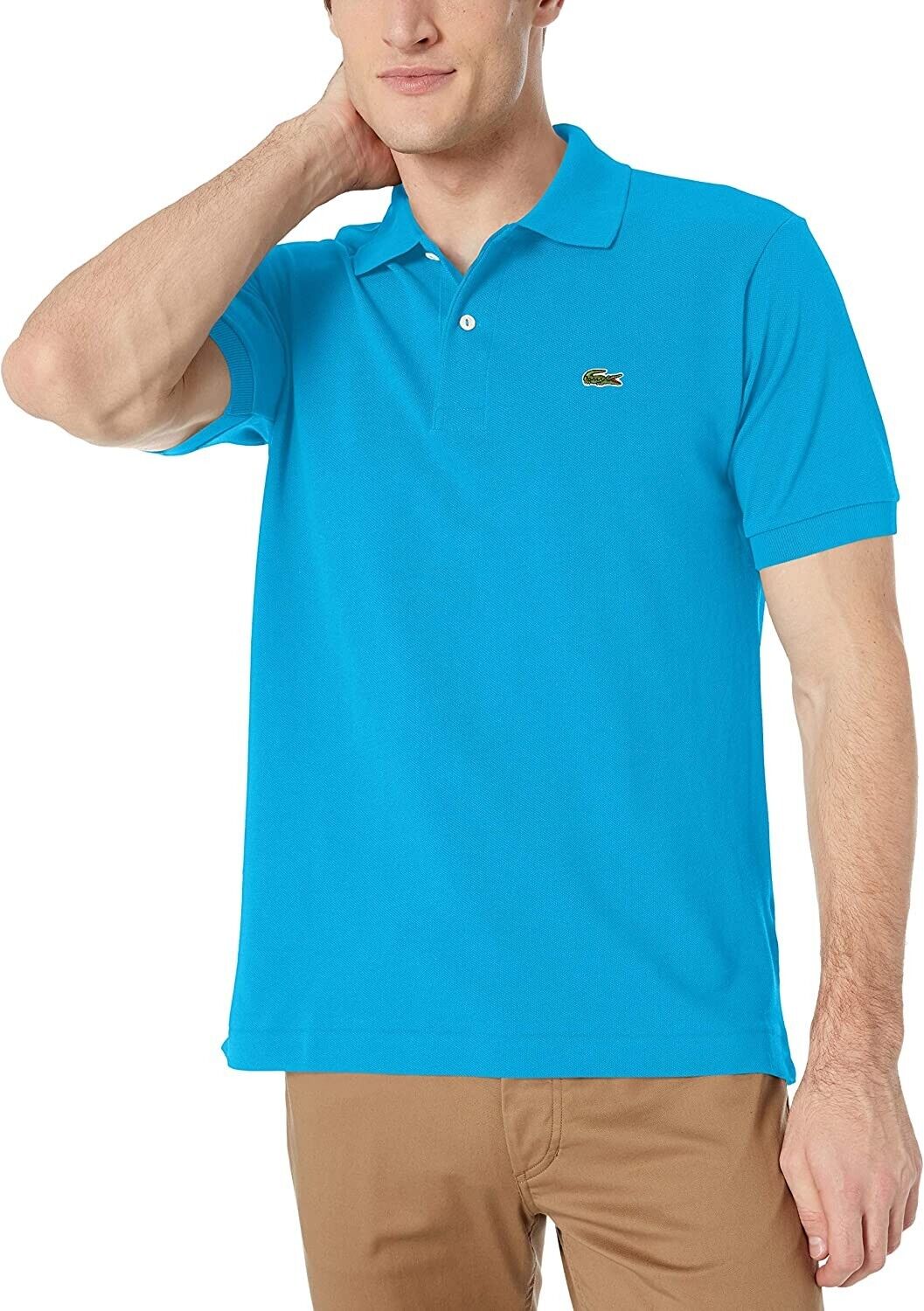 Lacoste Mens Pique Button Placket Polo Blue Size 4XL MSRP $98