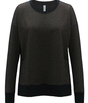 Ideology Metallic-Stripe Sweatshirt Womens Black gold stripe Size S MSRP $50
