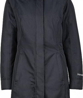 MARMOT Women's Chelsea Hooded Faux-Fur-Trim Coat Black Size S MSRP $380