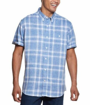 Weatherproof Vintage Men's Short Sleeve Woven Shirt (X-Large, Medium Blue)