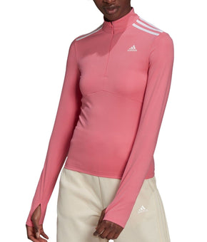 adidas Womens Hyperglam Quarter-Zip Top Pink Size XS MSRP $55