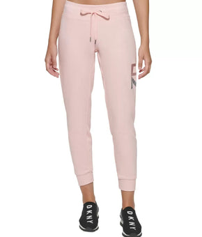 Dkny Sport Metallic-Logo Jogger Pants Pink Size L MSRP $60