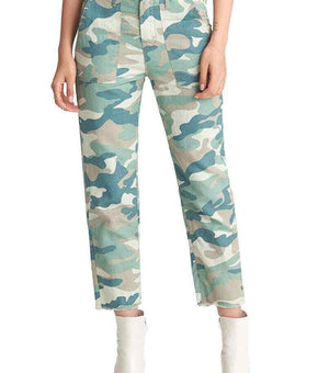 Mother The Shaker Camo Print Chop Crop Pants womens green Size 26 MSRP $218