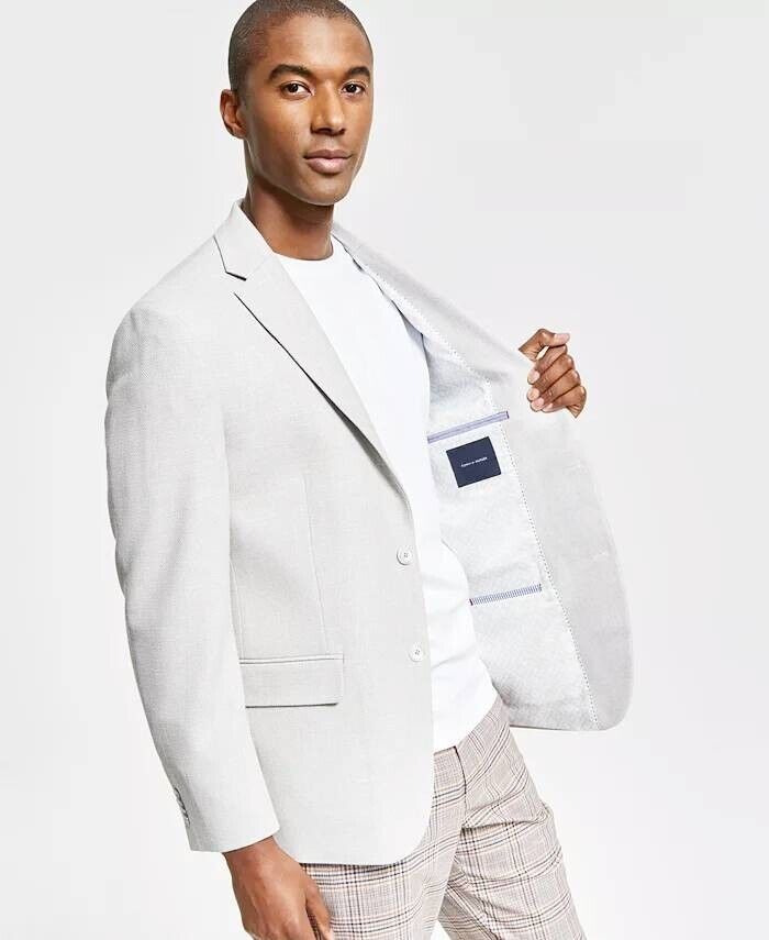 TOMMY HILFIGER Men's Slim-Fit Solid Weave Blazer White Size 38L MSRP $295