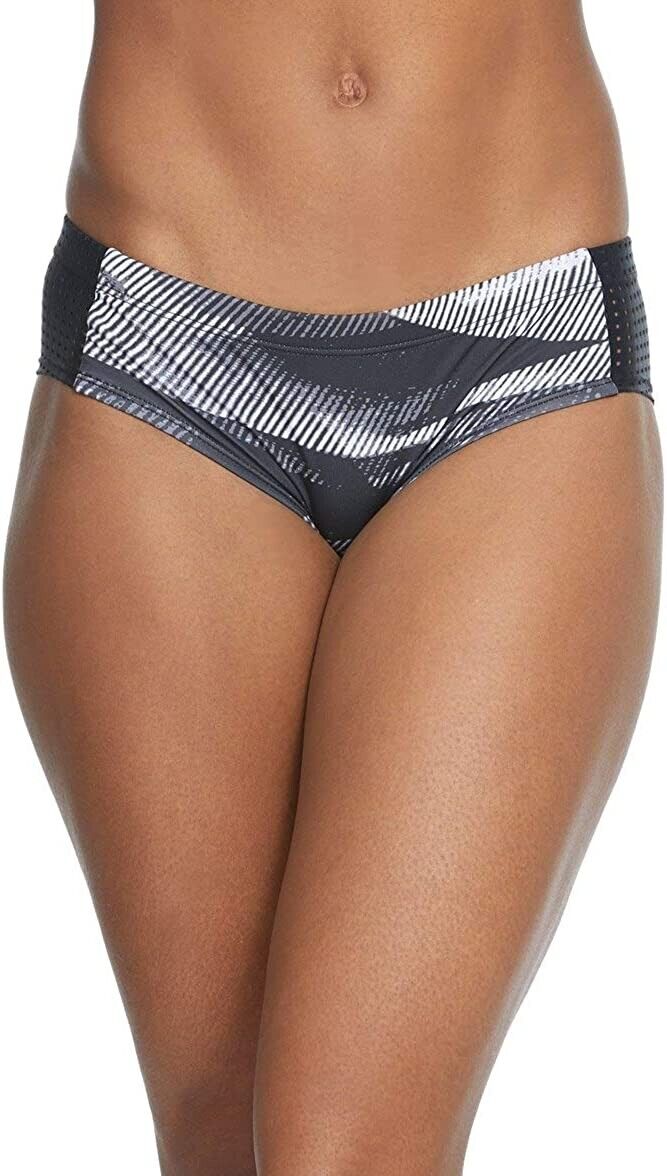 Nike Line Up Printed Hipster Bikini Bottoms MSRP $54 Size XL Black White