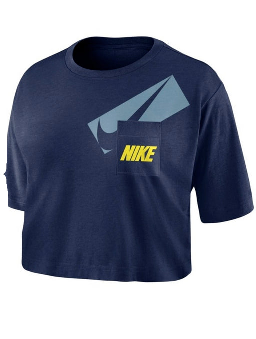 Nike Logo Pocket Crop Top Womens navy blue Size L MSRP $40