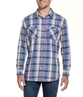 Weatherproof Vintage Men's Burnout Flannel Shirt Blue White Size XXXL