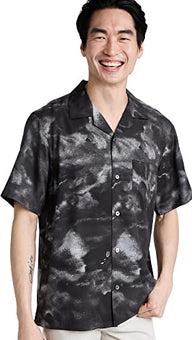 Theory Men's Noll Cloud Short Sleeve Button Down Shirt, Black Multi, Size S