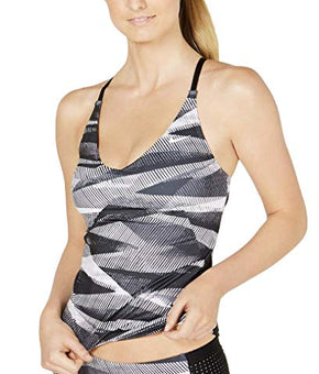 Nike Women's Line Up Printed Cross Back Tankini Top Size XS Black White
