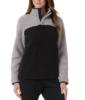 32 Degrees Sherpa Mock-Neck Sweatshirt Size S Black Gray MSRP $58
