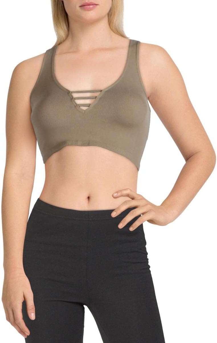 Free People Intimately Womens Fitness Workout Crop Top Brown M/L