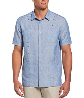 Cubavera Men's Standard Short Sleeve Fashion Guayabera Shirt, Federal Blue, XL