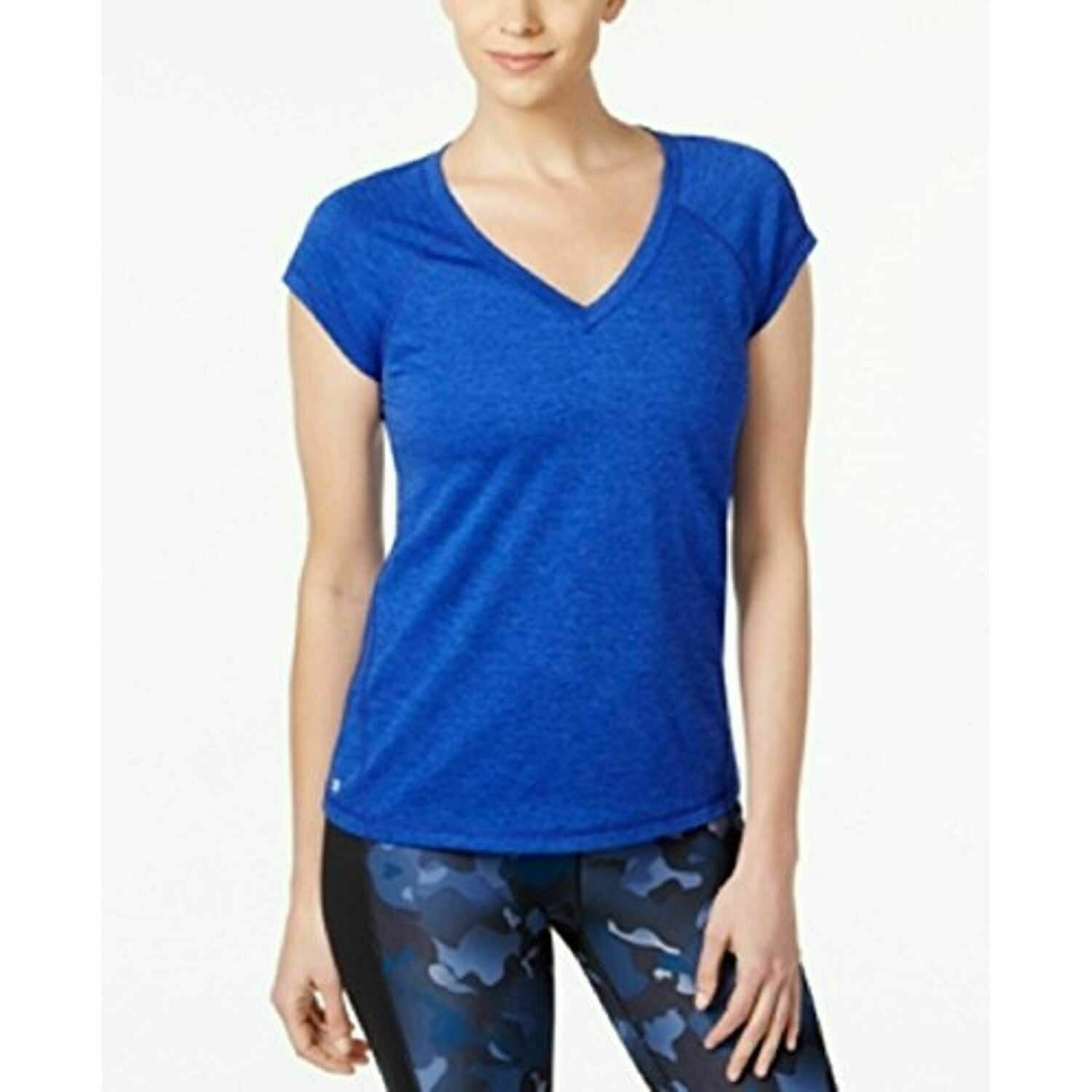 Ideology Women's Heathered Short-Sleeve Tshirt Blue Size M MSRP $13
