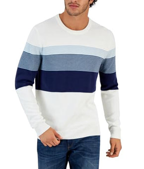 Club Room Men's Striped Sweater Winter Ivory White Size S