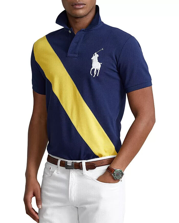 Polo Ralph Lauren Cotton Mesh Big Pony Slim Fit Polo Blue Shirt Size XXL $110