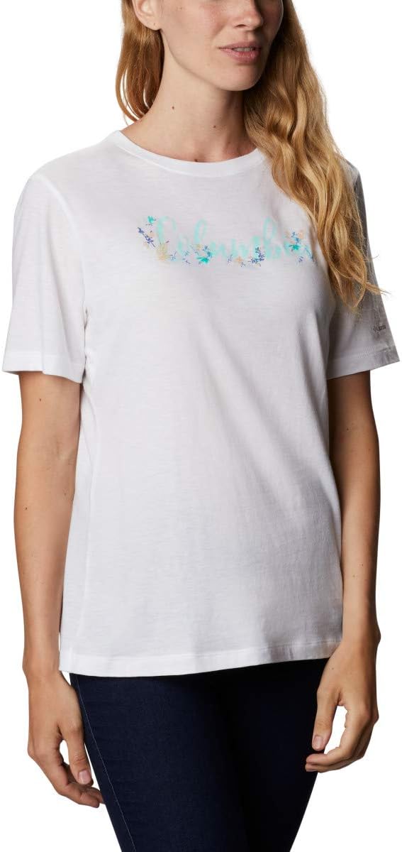 Columbia Women's Bluebird Day Relaxed Crew Neck, White/Wind Floral, Size 3X Plus