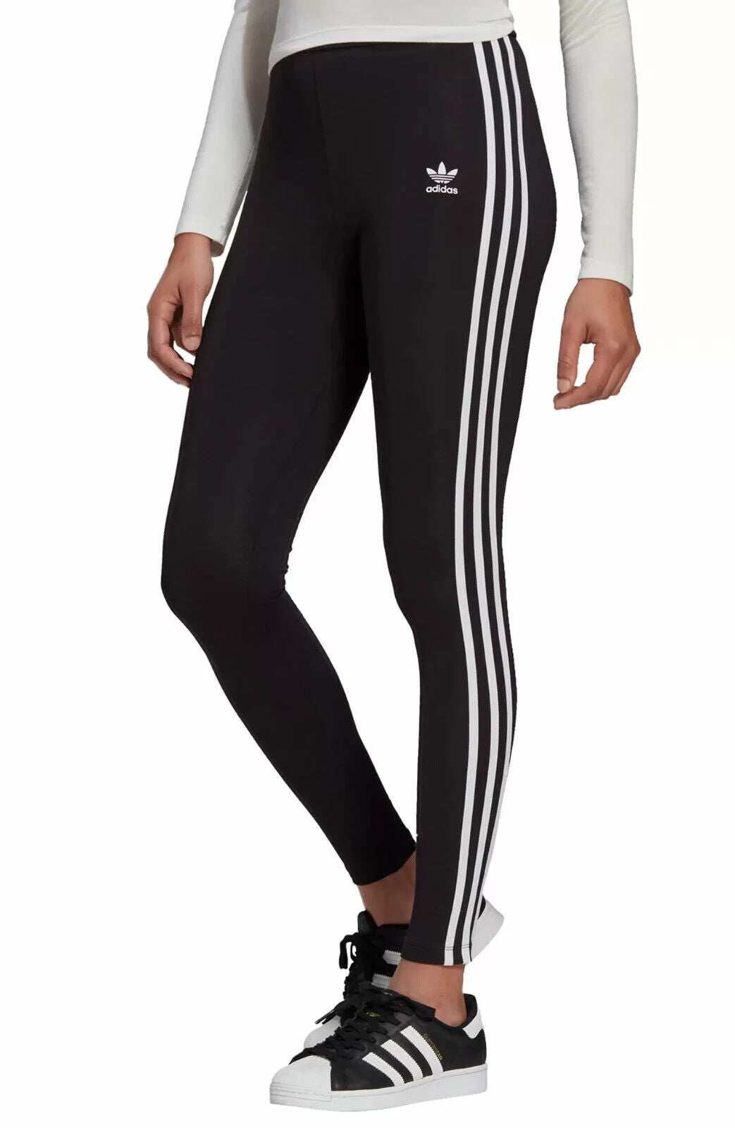 ADIDAS ORIGINALS Women's 3-Stripes Full Length Leggings Black Size L MSRP $40