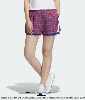 adidas Women's Prime Blue Plaid Ripstop Shorts Purple Size S MSRP $50